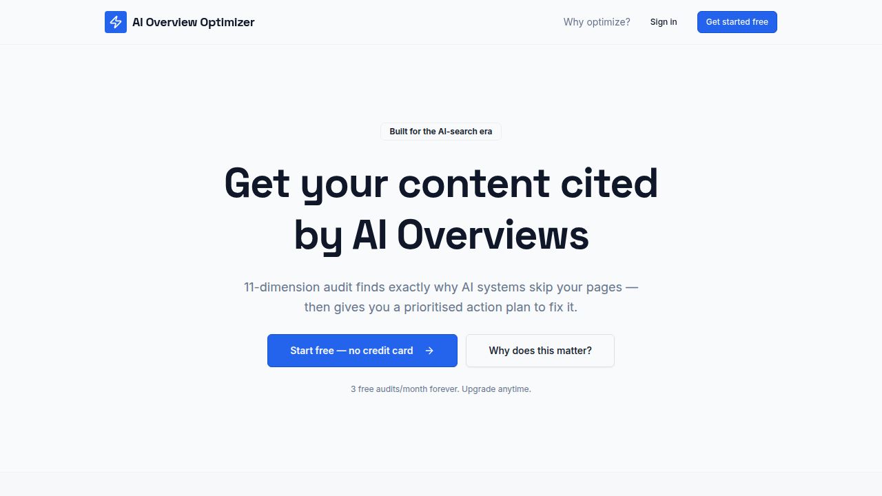 AI Overview Optimizer screenshot