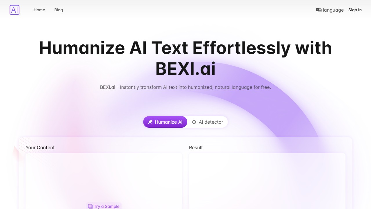 Bexi AI Free AI Humanizer AI Detector screenshot