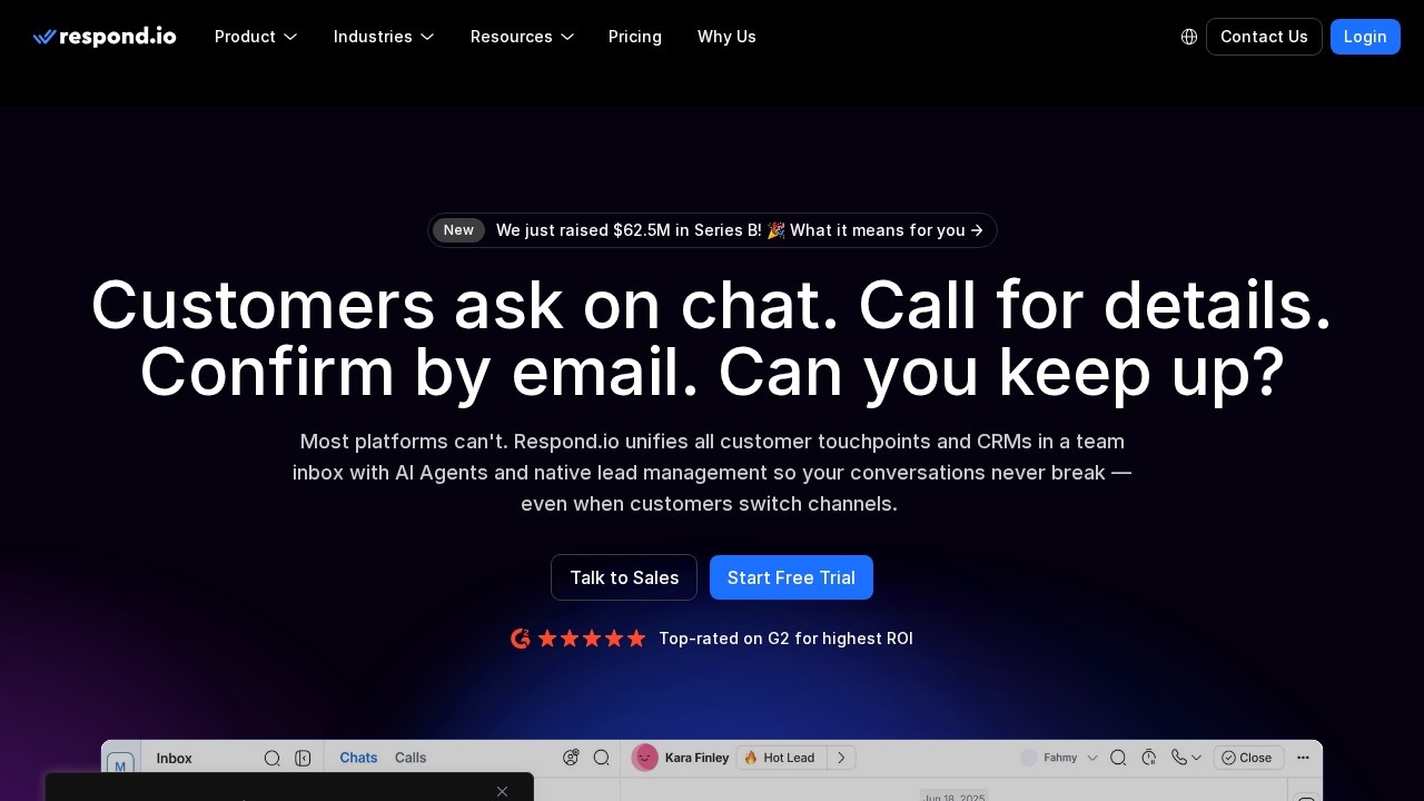 Respond Io screenshot