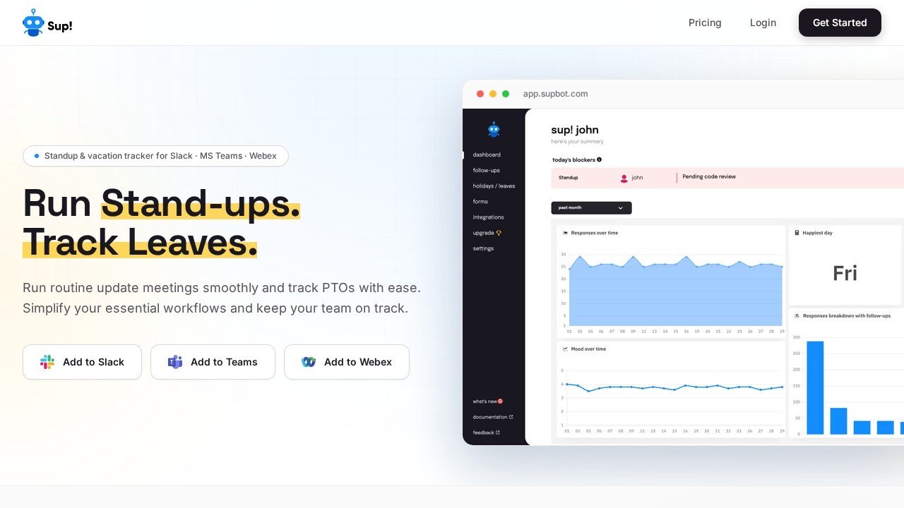 Sup Standup Bot screenshot