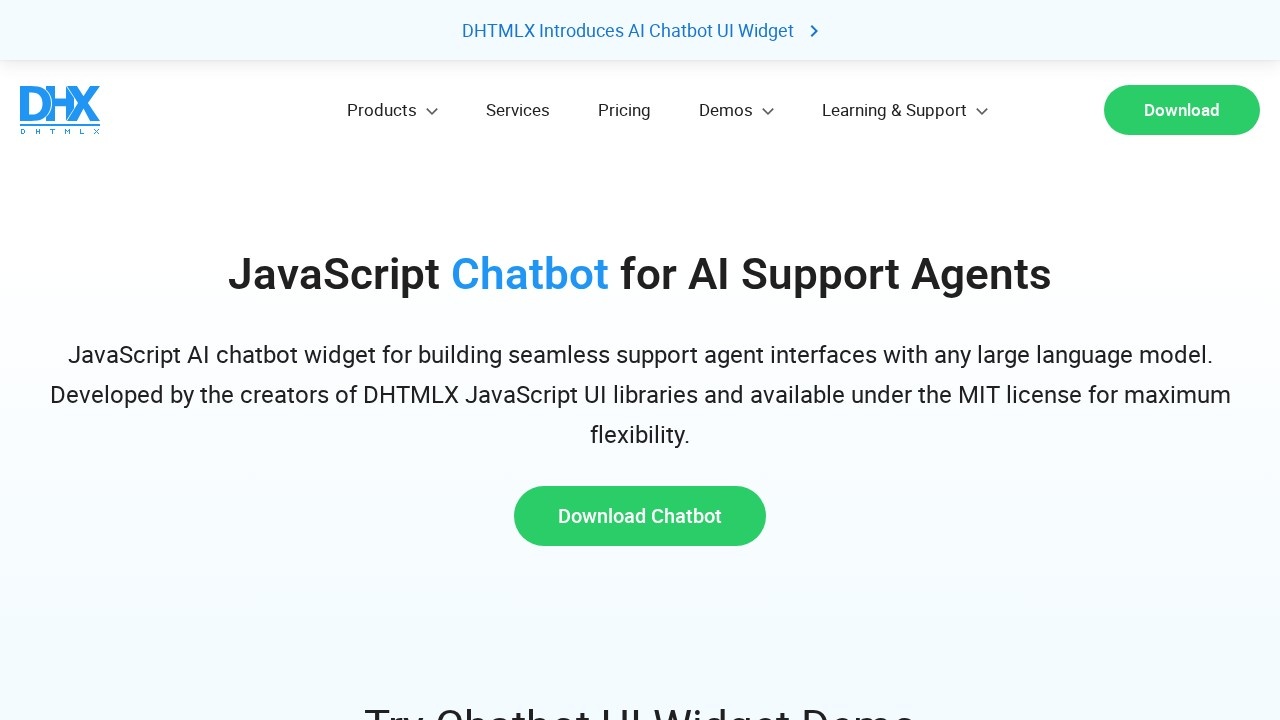 Dhtmlx Chatbot screenshot