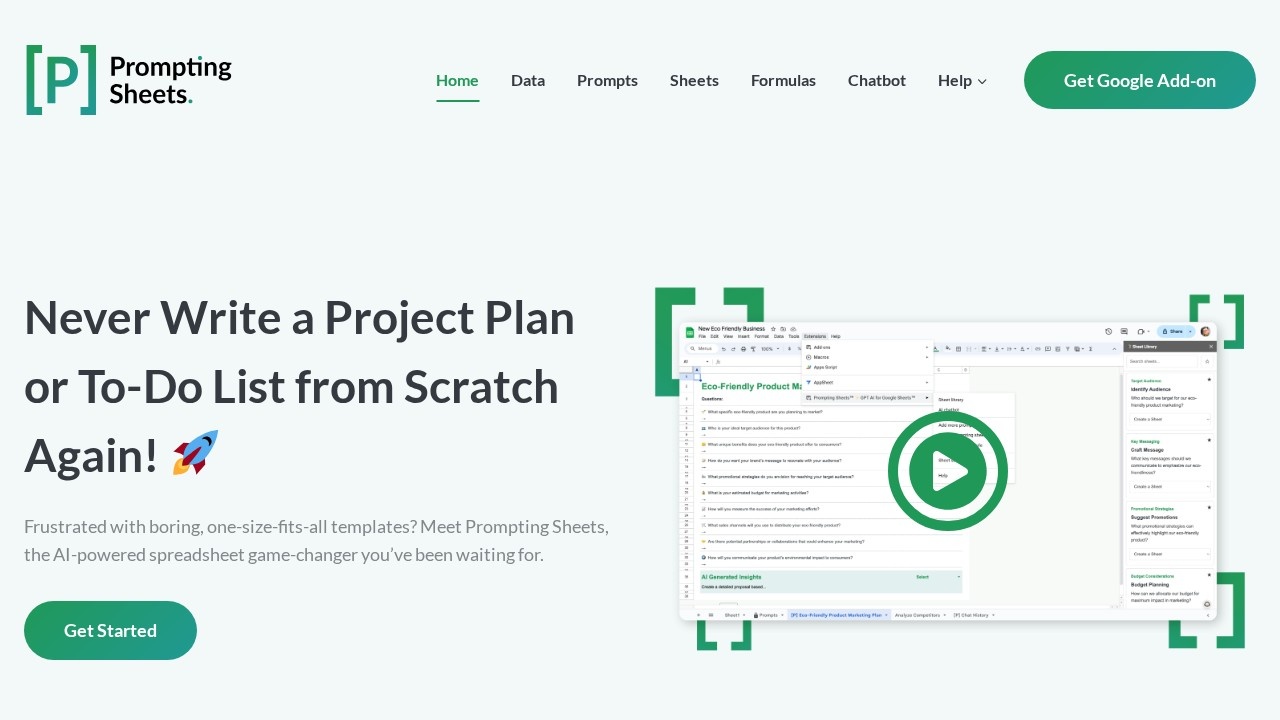 Prompting Sheets screenshot