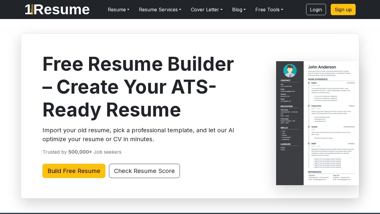 1millionresume screenshot