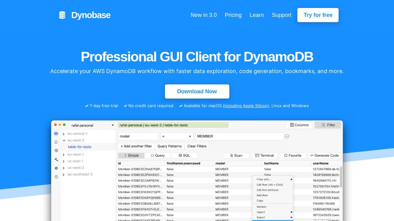Dynobase Dev screenshot