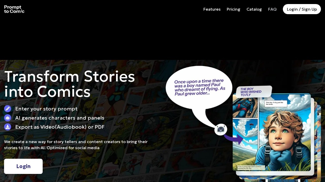Prompttocomicai screenshot