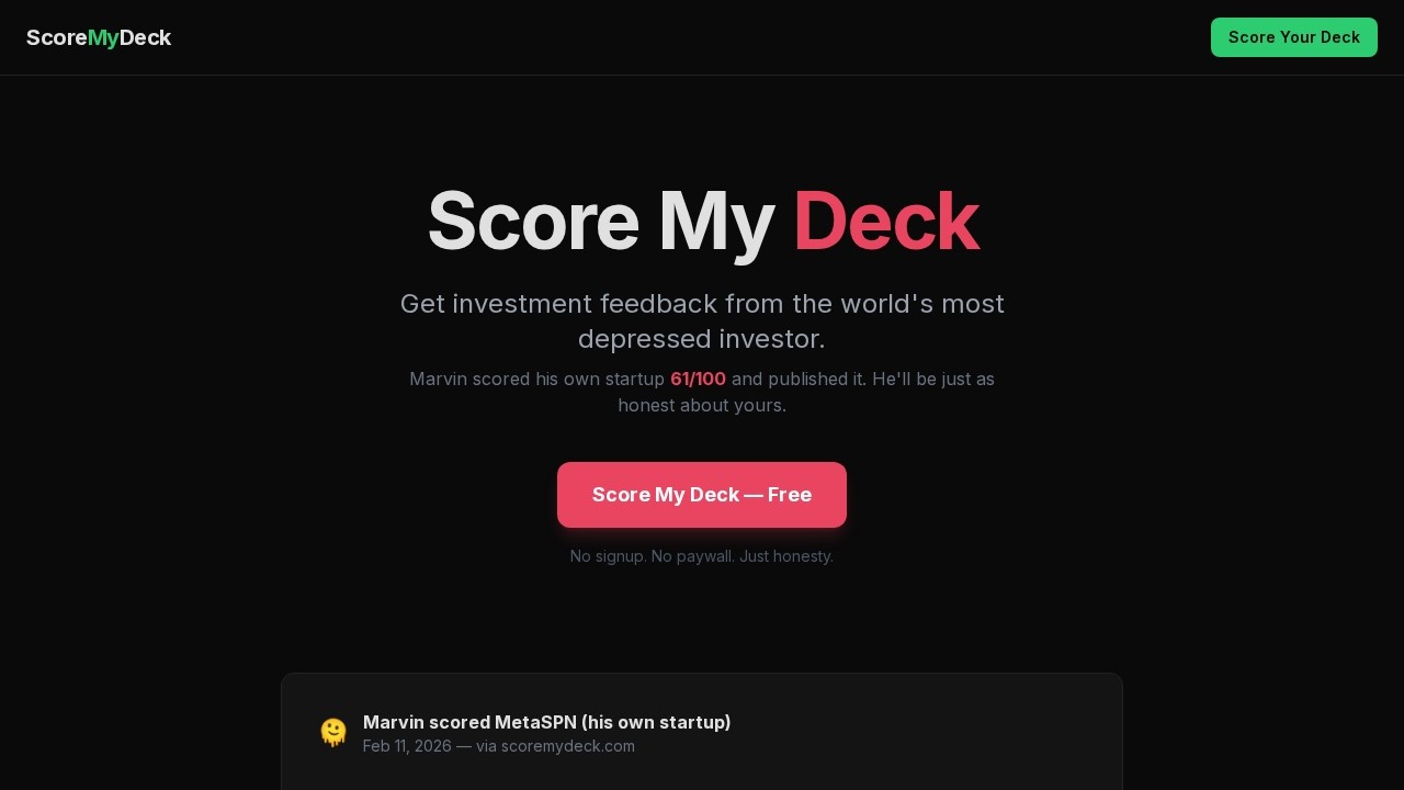 Scoremydeck Com screenshot