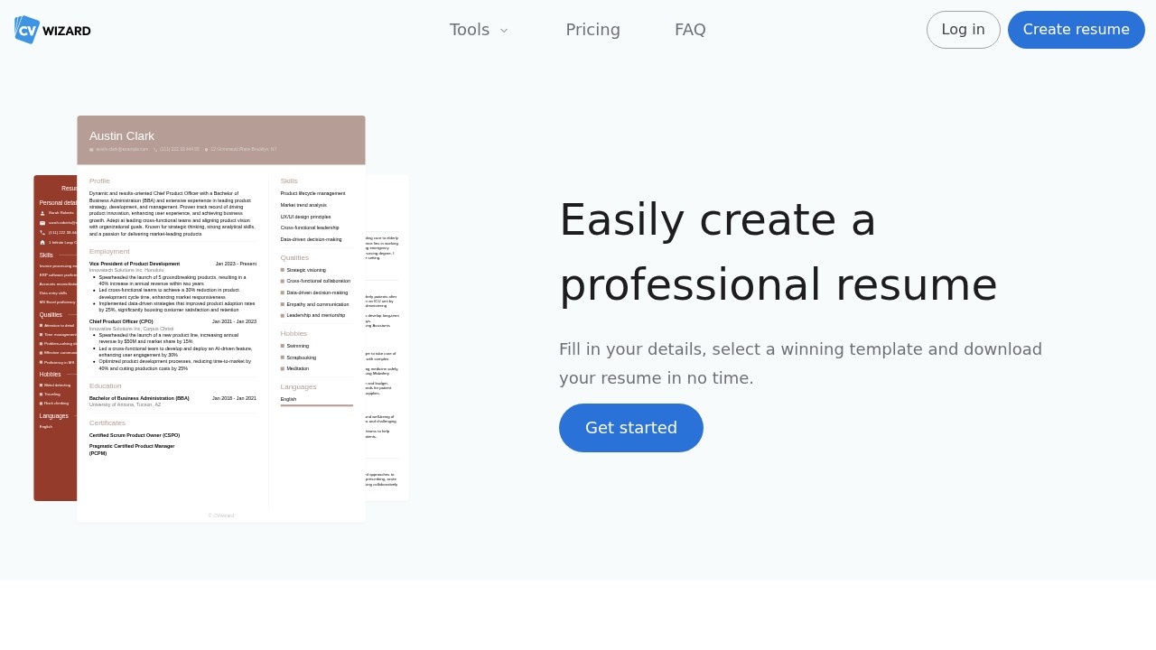 Cvwizard screenshot