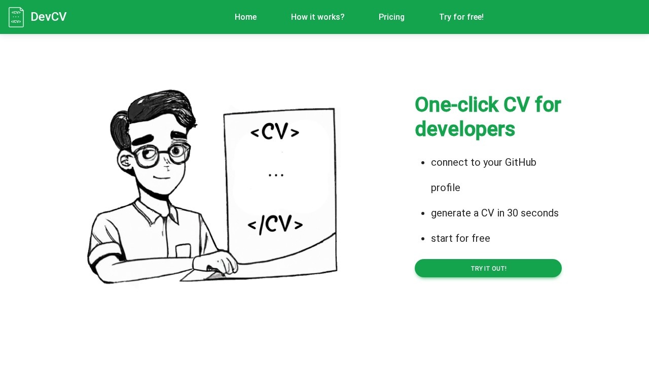 Devcv screenshot