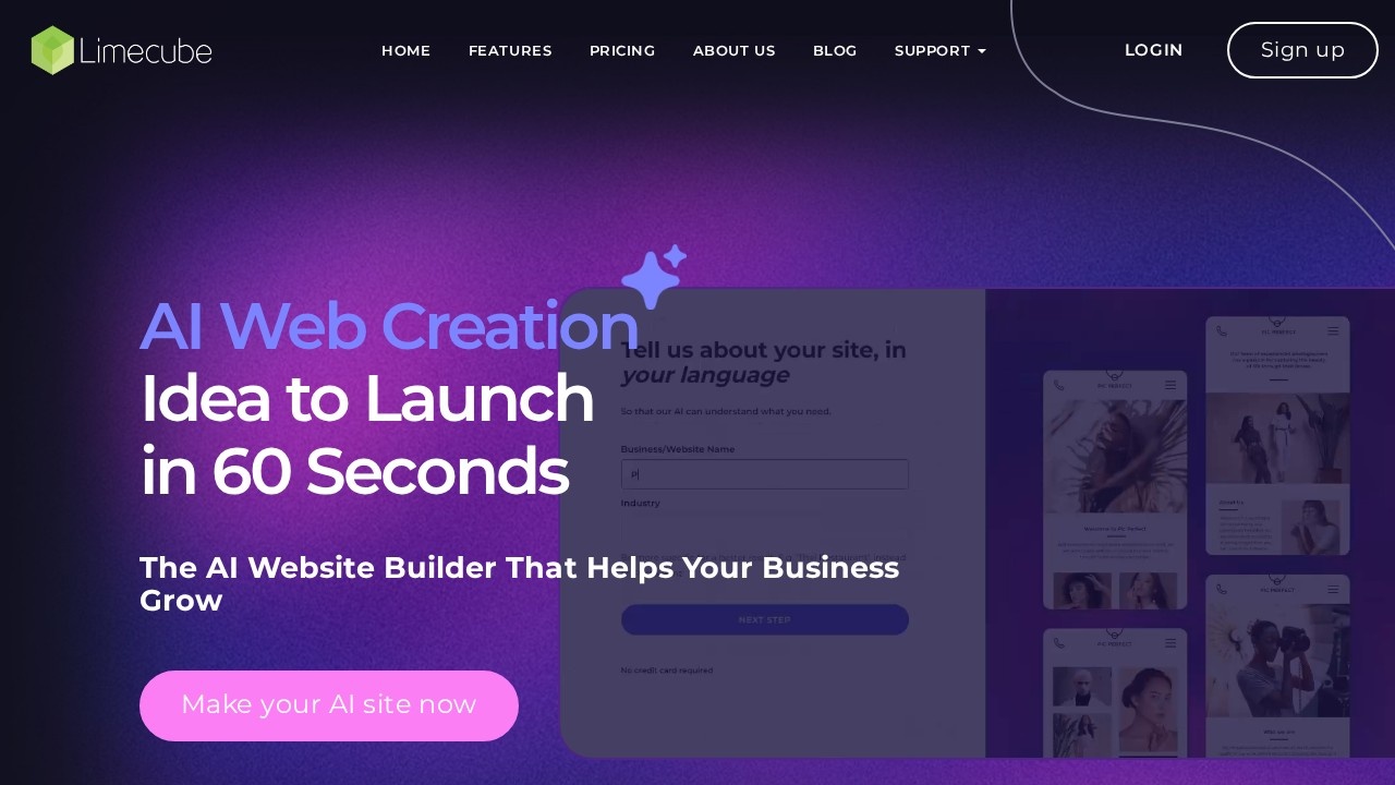 Limecube AI Website Builder screenshot
