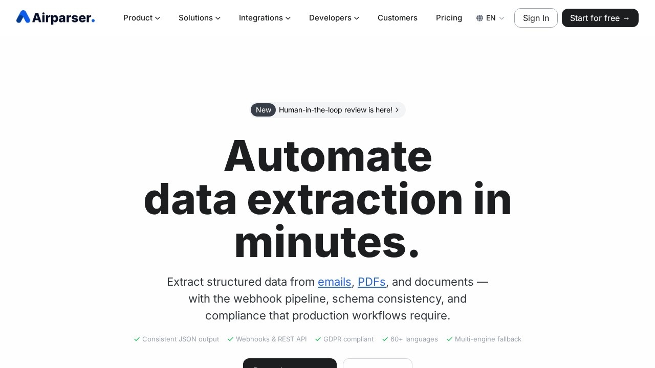 Airparser screenshot