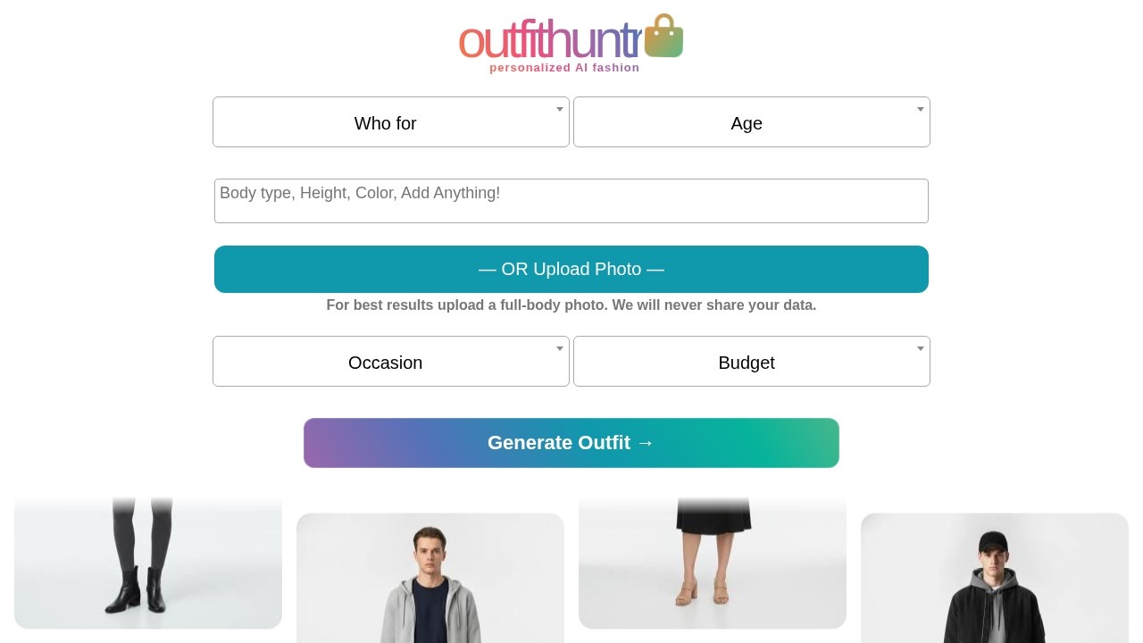Outfithuntr Com AI Style Shop screenshot