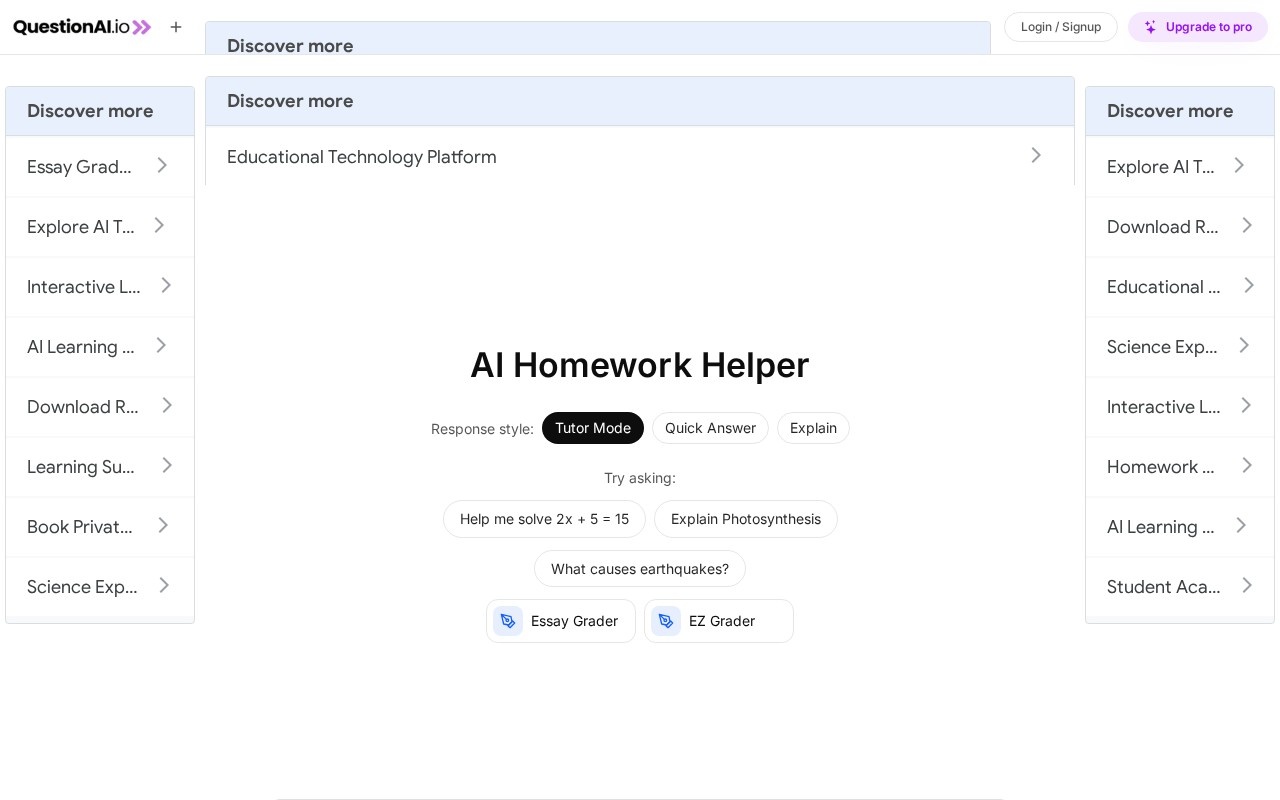 Questionai Io screenshot