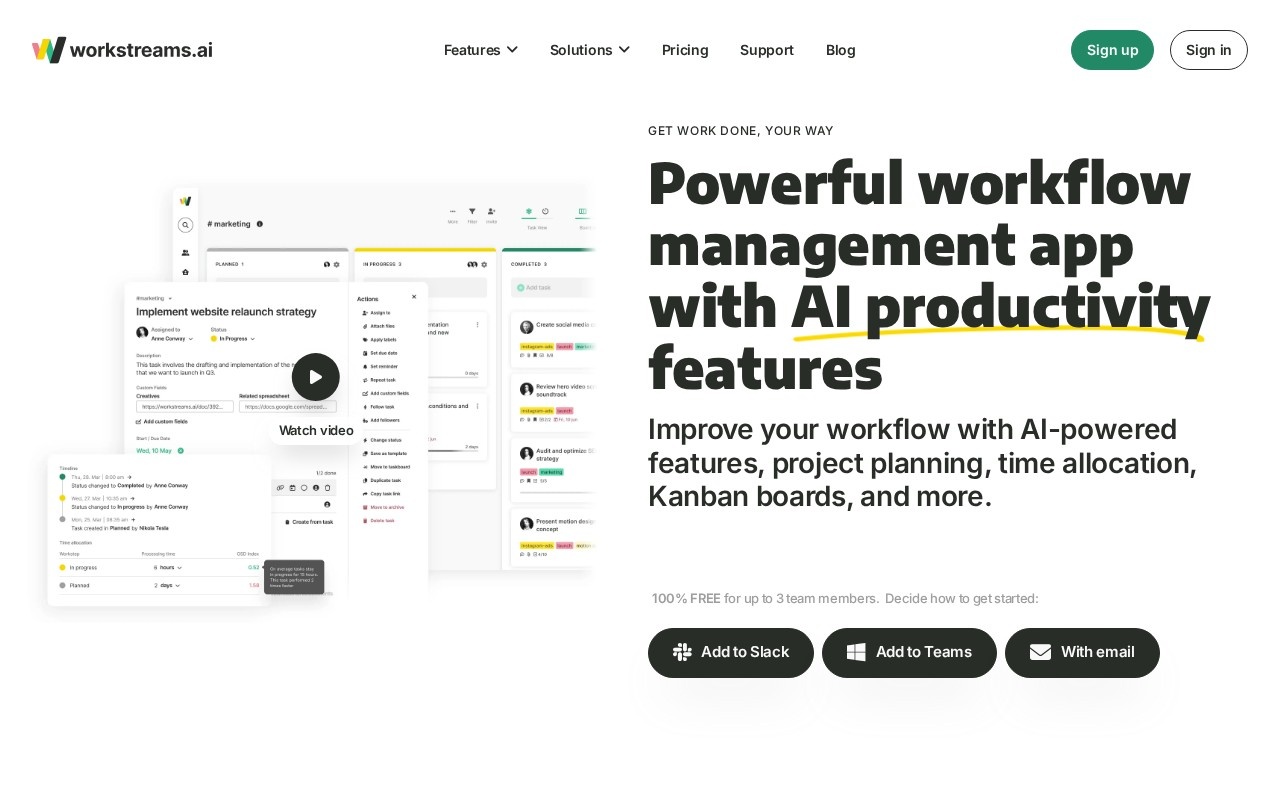 Workstreams AI screenshot