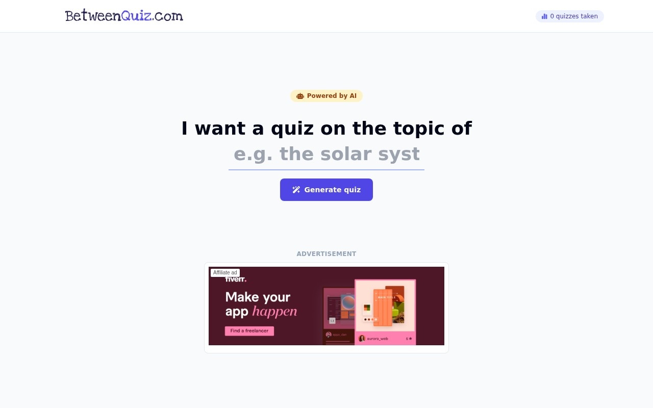Betweenquiz screenshot