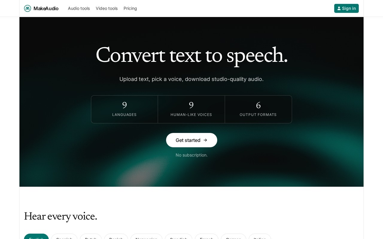 Makeaudio screenshot