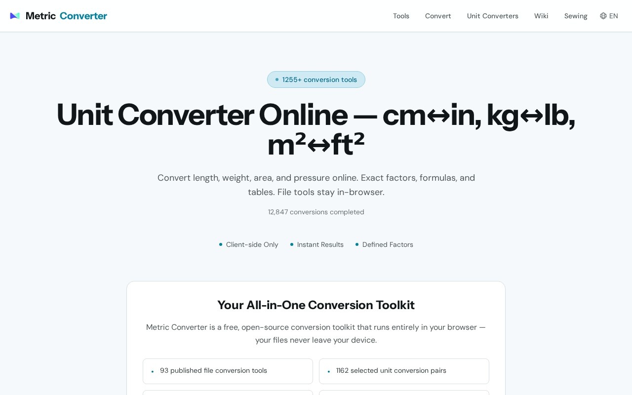 Metric Converter screenshot