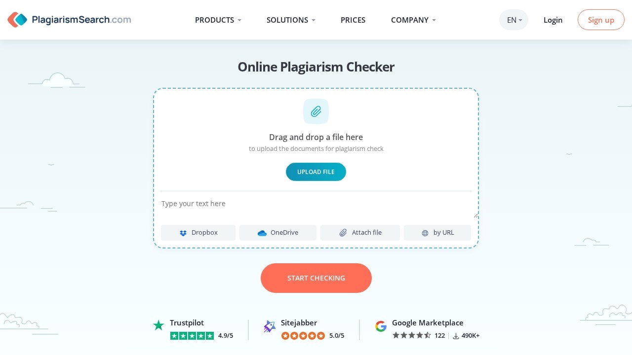 Plagiarismsearch Com screenshot