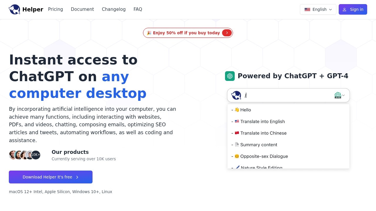 Helper screenshot